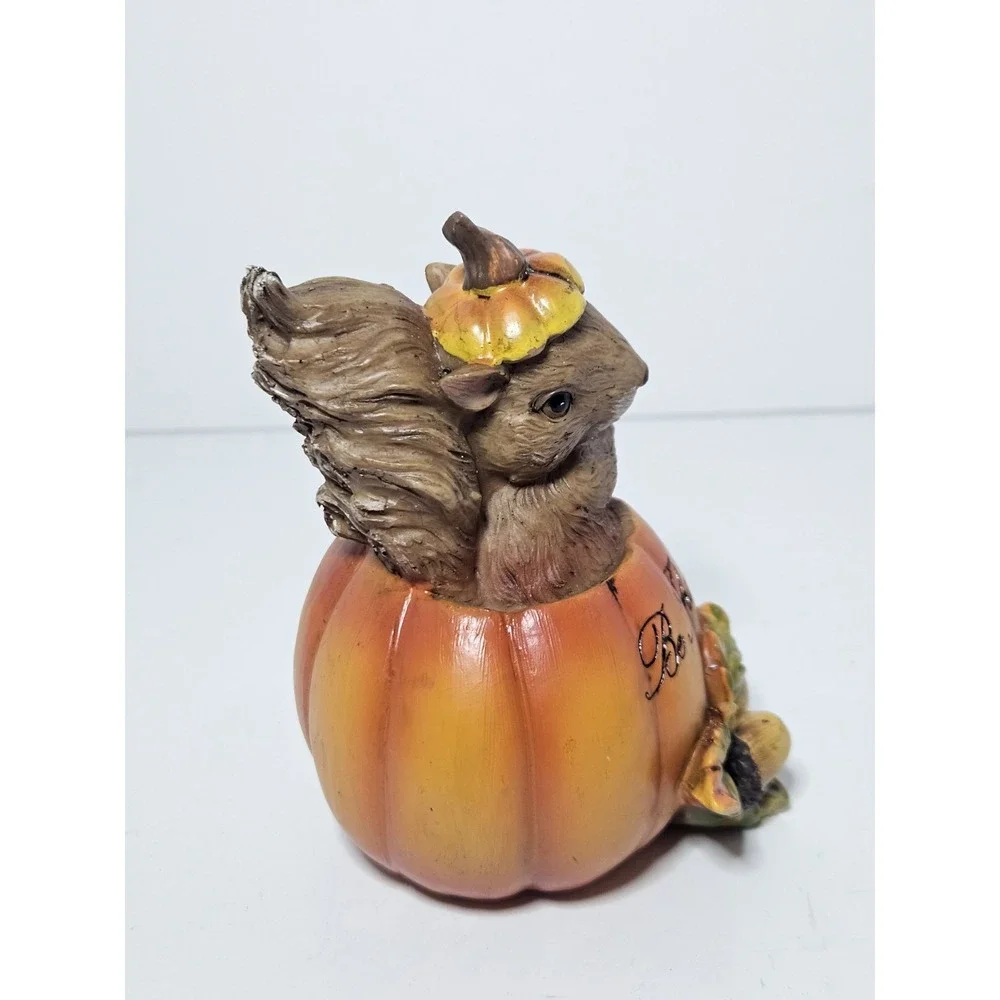 Ganz Harvest Be Thankful Squirrel Pumpkin Figurine Fall Thanksgiving Decor